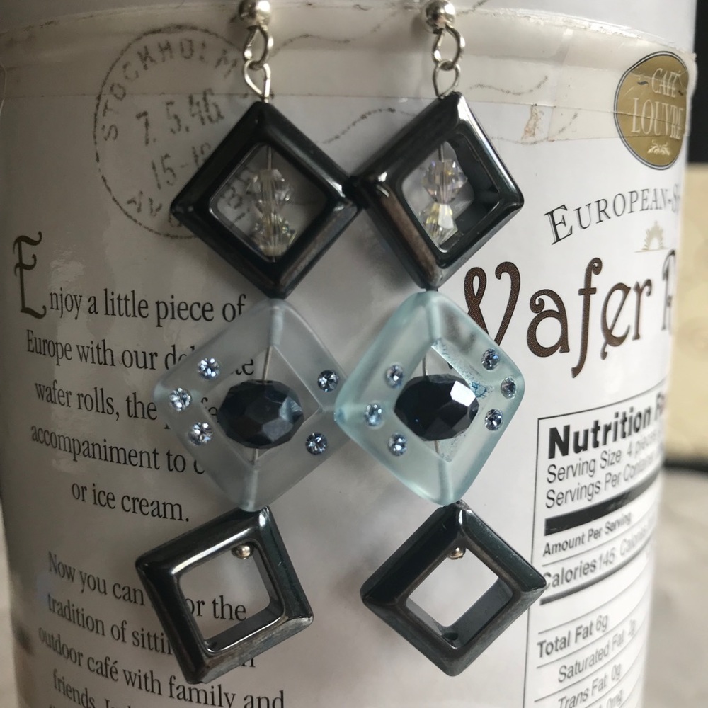 Handmade crystal/hematite earrings